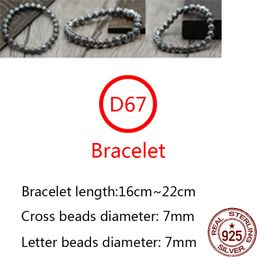 D67 S925 Bracelet En Argent Sterling Lettre De Mode Bracelet Perlé Rond Personnalisé Rétro Perlé Croix Fleur Punk Hip Hop Style Cadeau pour Les Amoureux