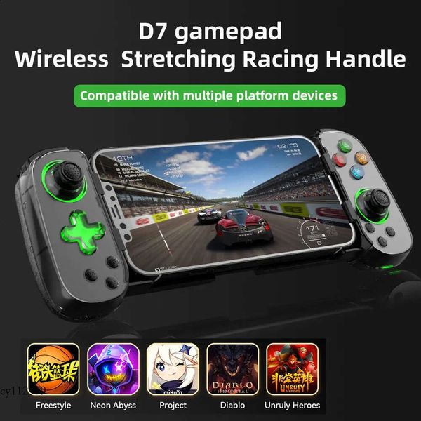 D7 Gamepad Controlador de juego extensible compatible con teléfono Android de seis ejes Controlador de juego inalámbrico Bluetooth compatible con Switch Pc 240306