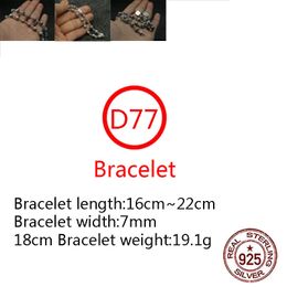 D77 S925 Sterling Silver Bracelet Fashion Letter Gepersonaliseerde Vintage Cross Flower Ball Punk Hip Hop Style Lover cadeau