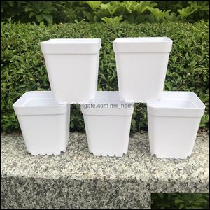 D7xH7.5cm Mini Planter Nursery Potten Wit Plastic Vierkante Smeren Houder Kleine Outdoor Garden Supplies SF-135B Drop Levering 2021 Planters