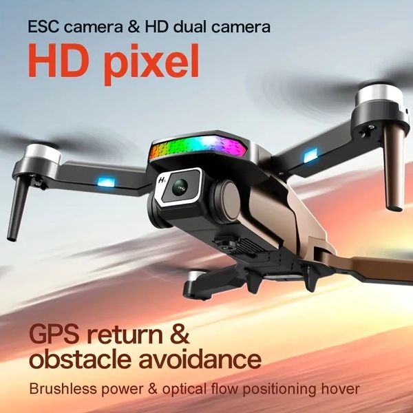 Drone pliant de photographie aérienne à commande électronique GPS sans balais D8 PRO (batteries doubles/triples), suivi intelligent, évitement d'obstacles à 360°, 64 couleurs