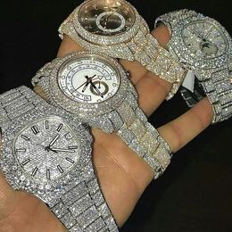 luxe horloges herenhorloge designer horloges hoge kwaliteit beweging horloges mannen moissanite horloge iced out horloge diamanten horloge montre automatisch mechanisch horloge 044