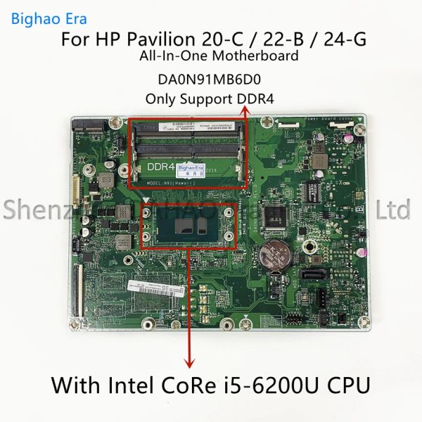 DA0N91MB6D0 pour HP All-in-One 24-G 22-B 20-C AIO Mother Board avec Intel Core i3 i5 CPU DDR4 848949-001 848949-607 100% Test complet