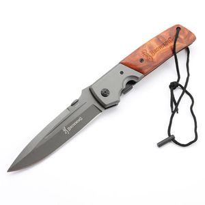 DA52 Camping Chasse En Plein Air Pocket Fold Camp Couteau De Survie Manche En Bois De Fer En Plein Air Chasses Pliant Type Cutter Whole309j