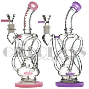 10 inch Dab rig dubbele recycler bong tornado bong inline perc glazen pijpen heady oil rigs cycloon waterpijp met 5 mm dikke kwarts nagel kom waterpijp