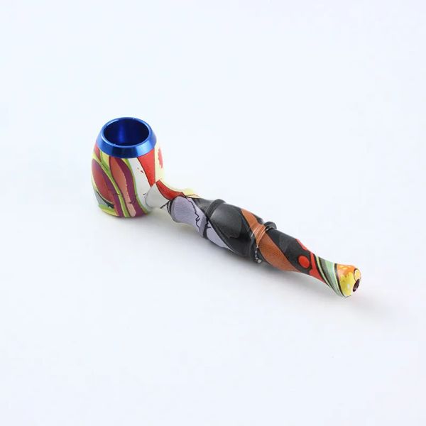 Dab rig fumar pipas de metal Transferencia de agua Impreso Color mano pipa de tabaco extraíble para venta al por mayor
