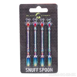 Dabber Dab Wax Tool Droog Kruid 84mm Dab Rigs Metaal Zinklegering Schedelvorm met Diamanten Lepel voor Sniffer Snuiven HOOVER Snuff Roken Regenboogkleuren 4 stuks Blister DHL