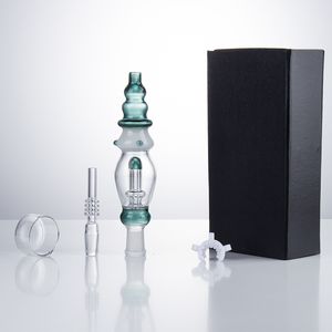 Dabpipes NC039 Environ 6,41 pouces Dab Rig Pipes en verre Coffret 14mm Quartz Céramique Cire À Ongles Plat Clip Tour Style Pipe À Fumer En Ligne Eau Perc Bubbler Bong