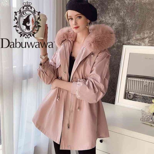 Dabuwawa Chaud Élégant Fourrure À Capuchon Femmes Manteau Veste Casual Poche Parka Mode Femme Hiver Veste Coupe-Vent DT1DPK014 210520