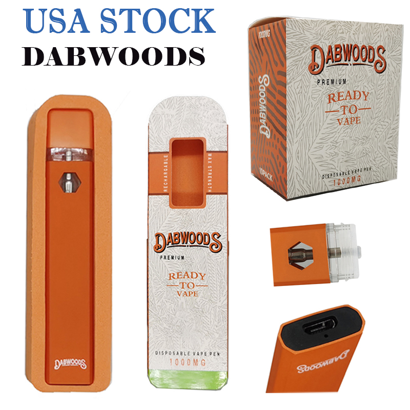 Dabwoods Vape Pen USA STOCK Disposable Vapes E Cigarettes 1.0ml Thick Oil Device Ceramic Coil Pods Vapes Pens Rechargeable 280mah Vaporizer Cart with Box Package