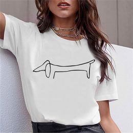 Teckshund mop teckel grappig t -shirt vrouwen harajuku schattige hond t -shirt pit bull t -shirt top vrouw 220527