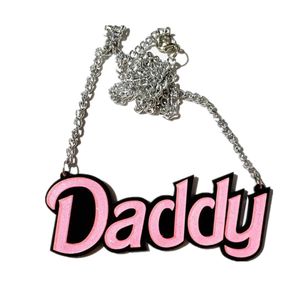 Collier pendentif papa à paillettes roses pour femmes, bijoux en acrylique à la mode, accessoires pour filles, 168d