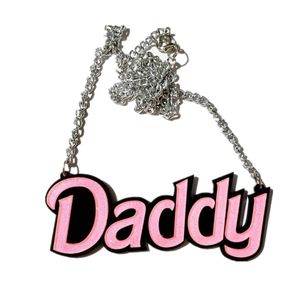 Collar con colgante de papá, collar llamativo con purpurina rosa para mujer, joyería acrílica de moda, accesorios para niña 3105