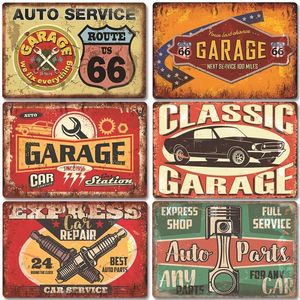 Papa's Garage Art Peinture Métal Tin Signs Poster Vintage Route 66 Car Metal Tin plate Retro Plaque Garage Tire Shop Mur personnalisé Art Decor Taille 30X20CM w02