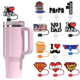 Tapa de pajita para papá para taza Stanley, cubierta de pajita de silicona para pajitas de 10 mm, se adapta a vasos de 30 40 onzas, accesorios para copa Stanley del día del padre Tapas de pajita a prueba de polvo