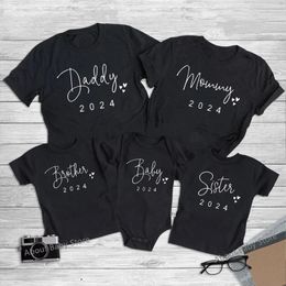 Papa Mama Broer Zus Baby Familie Bijpassende Shirts Katoen Vader Moeder Kids Tees Tops Grappige Familie Look Outfits 240318