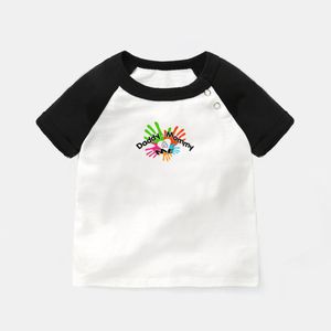 Papa of mama en ik raak niet in paniek, het is biologisch ontwerp pasgeboren baby t-shirts peuter grafische raglan kleur korte mouw T-shirt tops