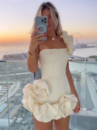 Daenerys Robe de soirée élégante Womens sans manches sexy Patch Summer Work plissée mini robe 2024 Traf Store officiel 240515