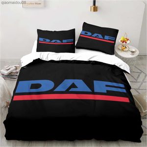 DAF Twin Bedding Truck Vintage Set Juego de edredón de 3 piezas Cama Funda nórdica Doble King Cover Textiles para el hogar L230704