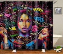 Dafield African American Shower Curtain African American Woman Hoge kwaliteit Polyester Wasbaar Zwart vrouw Girl Douche Gordijn T206624078