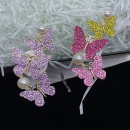 Dai Wan Nieuwe Pearl Diamond Butterfly Car Air Outlet Diy Alloy Accessories Mobiele telefoon Shell Stick Boormateriaal