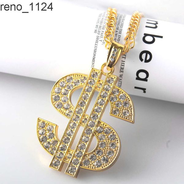 DAICY pas cher mode homme hip hop or gros signe dollar pendentif 18kgp collier