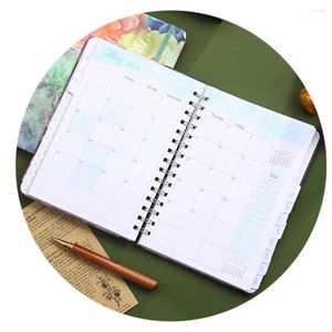 Carnet de notes A5 thème fleur Premium, planificateur mensuel avec écriture lisse, Pages épaisses, calendrier à anneaux en bobine