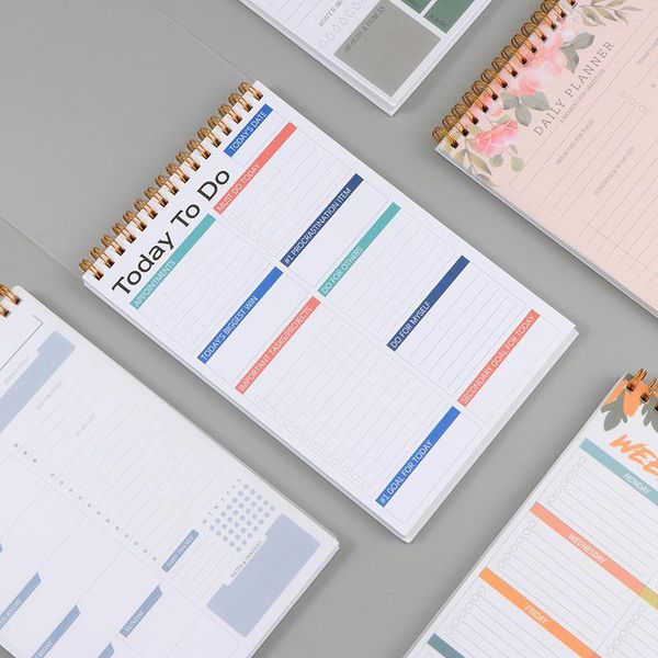 Agenda diaria A5 Bobina Gestión del tiempo en inglés completo Lista de tareas Calendario Eficiencia Manual Cuadernos Accesorios de oficina