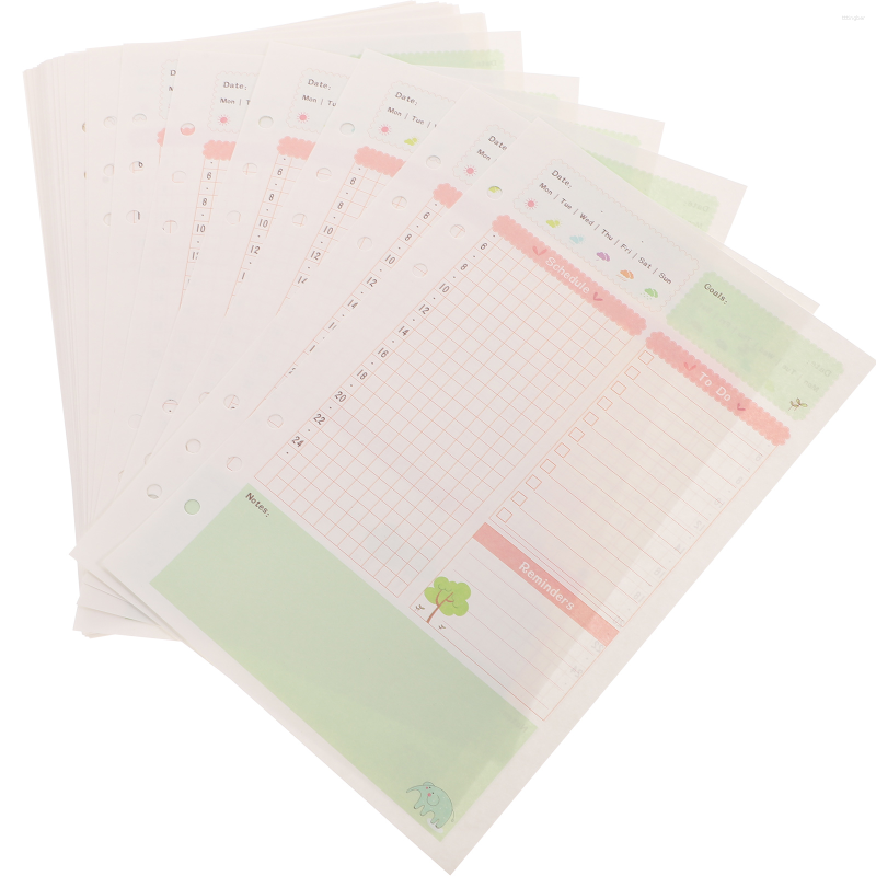 Planificateur quotidien To Do List Bloc-notes Inserts de recharge Pages en papier de remplissage Jour 6 trous pour classeur à feuilles mobiles Journal intime