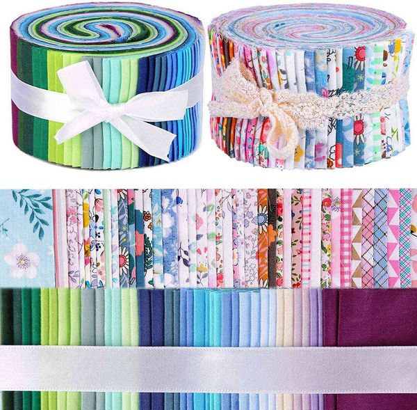 Dailylike 80 Pcs Jelly Roll Up Coton Tissu Quilting Bandes, Coton Craft Fabric Bundle, Patchwork Craft Coton Quilting Tissu 210702