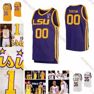 Maillot de basket-ball Daimion Collins LSU Hunter Dean Carlos Stewart Mike Williams III Trace Young Will Baker Corey Chest Jalen Cook J.Wright Maillots LSU Tigers personnalisés