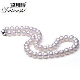 Dainashi Top Quality Aaaa High Gloss 6-11mm Natural Natural Ewater Pearl Collier Womens Wedding Gift 45cm 925 Silver Buckle 240429