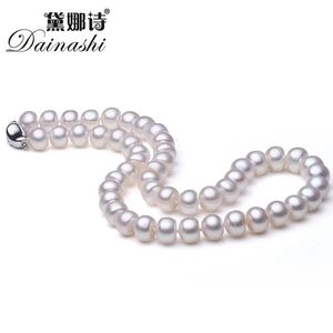 Dainashi Top Quality Aaaa High Luster 6-11mm Collier de perles d'eau douce naturelle pour femmes Collier de mariage 45cm 925 Silver Clasp 240408