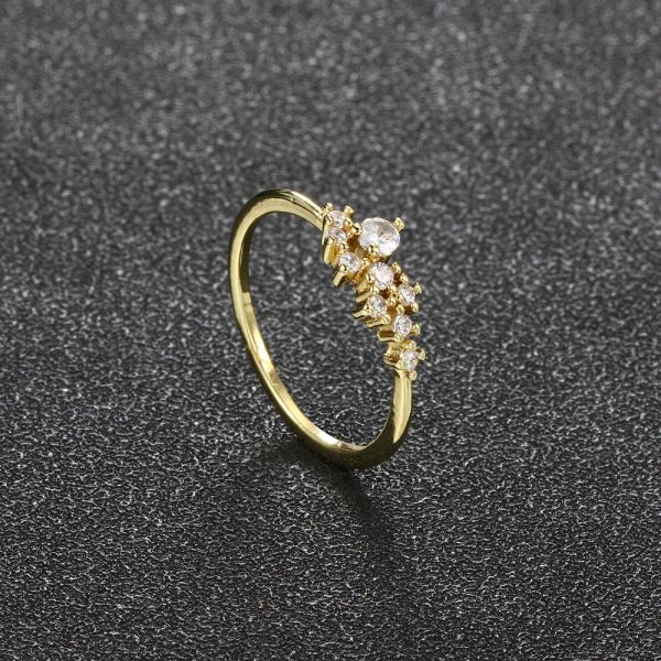 Delicado anillo de oro de 14k para mujer, Mini anillo de dedo de circonia cúbica, Color dorado claro/joyería de moda de Color plateado