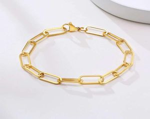 Délicat réglable en acier inoxydable 316L plaqué or 14 carats, bijoux imperméables et ne ternissent jamais, bracelet à chaîne avec trombone pour femmes 6544487