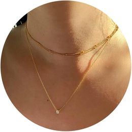 Delicados collares en capas de oro chapado en oro de 14 quilates apilados con clip cubano cadena gargantilla collares estéticos simples collar de oro joyería regalos para mujeres y niñas
