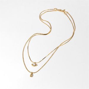 Collier en or délicat pour femmes et filles, opale, chaîne Double couche, chaîne de clavicule Simple, bijoux 232D