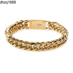 Delicado lujo de acero inoxidable 316l chapado en oro de 18 quilates, venta al por mayor de China, pulsera de cadena cubana italiana para hombres