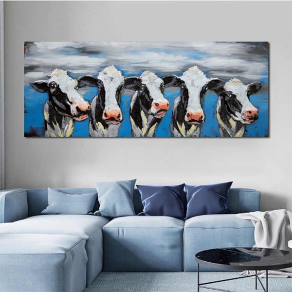 Vache laitière affiches drôle mignon Animal imprime toile peinture mur photos pour salon moderne décor à la maison pas de cadre