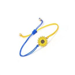 Daisy armband Oekraïne Zonnebloem Handgeweven touw Brawarmbanden voor vrouwen mannen Paar Bangle sieraden Travel Party Pols GC1201