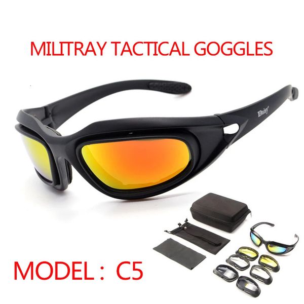 Daisy c5 lunettes de soleil militaires polarisées antidéflagrantes 4 lentilles lunettes tactiques tir sportif course chasse armée eyewea 240223