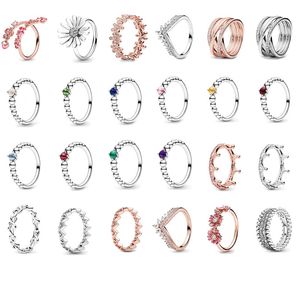 Daisy Crown Classic Wedding Rings fit Pandora Style Bague Femmes diamant Bijoux Cadeau
