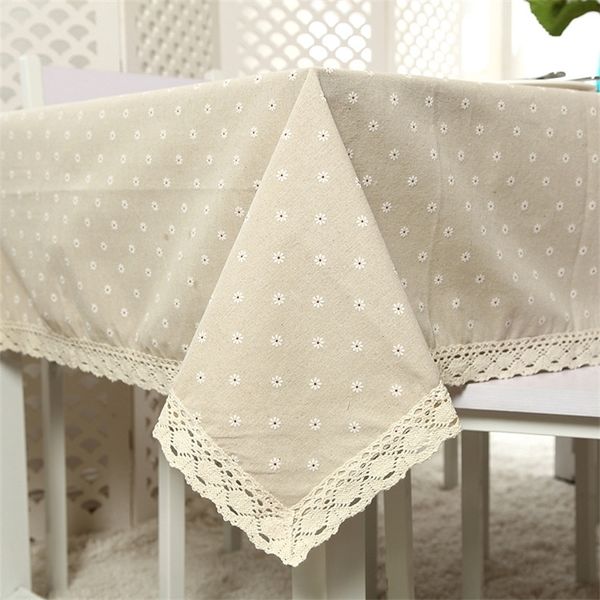 Daisy Fleur Motif Nappe Vente Chaude Lin et Coton Dentelle Bord Rectangulaire Table Tissu Accueil Hôtel Textile 201123