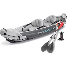 Dakota K2 2 Personas Kayak de vinilo inflable y kit de accesorios con bolsas de transporte de bomba de aire de 86 pulgadas para remos para lagos 240509