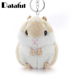 Dalaful Mini Hamster Keyrings Keychains Faux Rabbit Fur Pompom Y Pilakets Car Sac à main PENDANT CLAGES CLAGES HANDER K3569324066