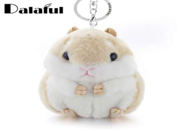 Dalaful Mini Hamster Keyrings Keychains Faux Rabbit Fur Pompom Y Pilakets Car Sac à main PENDANT PENDANT CLAGES HAGNE HANDER K3567981469