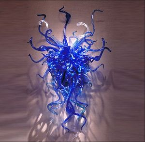 Lichtblauwe kleur handwerk geblazen lamp gemonteerde armatuur LED bloem schansen kunst wandlampen
