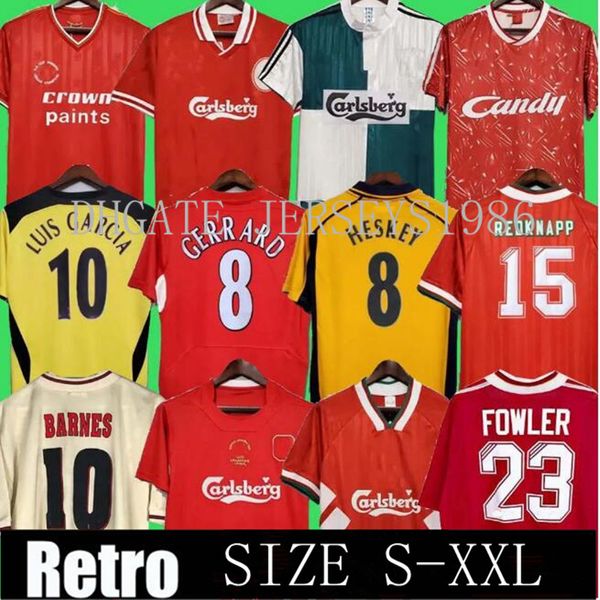 Dalglish Retro Soccer Jerseys Gerrard 2005 Smicer Alonso 10 11 Shirts de football 93 95 96 97 98 Fowler Torres 82 89 91 Maillot 85 86 Kuyt Keane 06 07 08 09 Suarez Shirt S-XXL