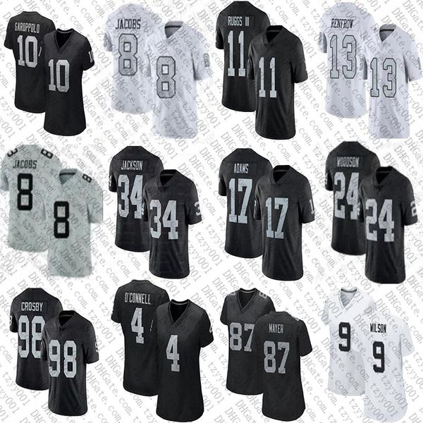 Camisetas de fútbol personalizadas Davante Adams Aidan O'Connell Josh Jacobs Jakobi Meyers Michael Mayer Maxx Crosby Charles Woodson Hunter Renfrow Bo Jackson Isaac Rochell