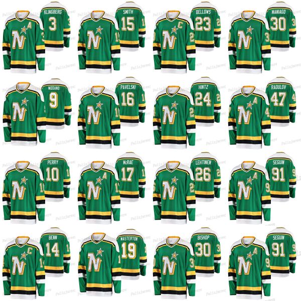 Dallas''Stars''91 Tyler Seguin Minnesota Nord 4 Miro Heiskanen John Klingberg Ben Bishop Joe Pavelski Jamie Benn Corey Perry Roope Hintz Jersey